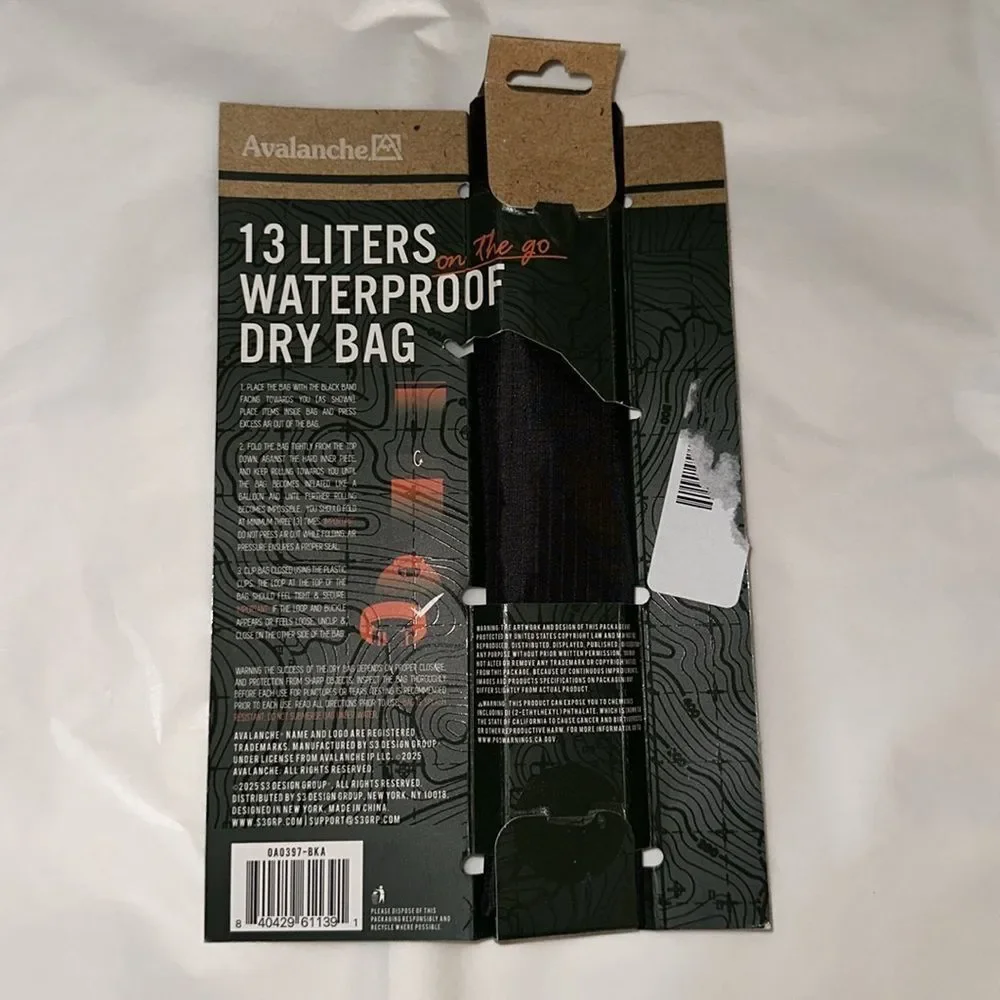 Avalanche Black 13L Waterproof Lightweight Dry Bag